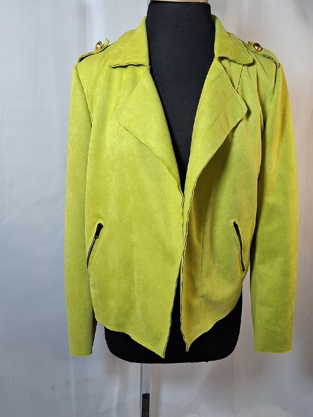 Lime Green Women's Suede Jacket - Brand Soltaire Size M